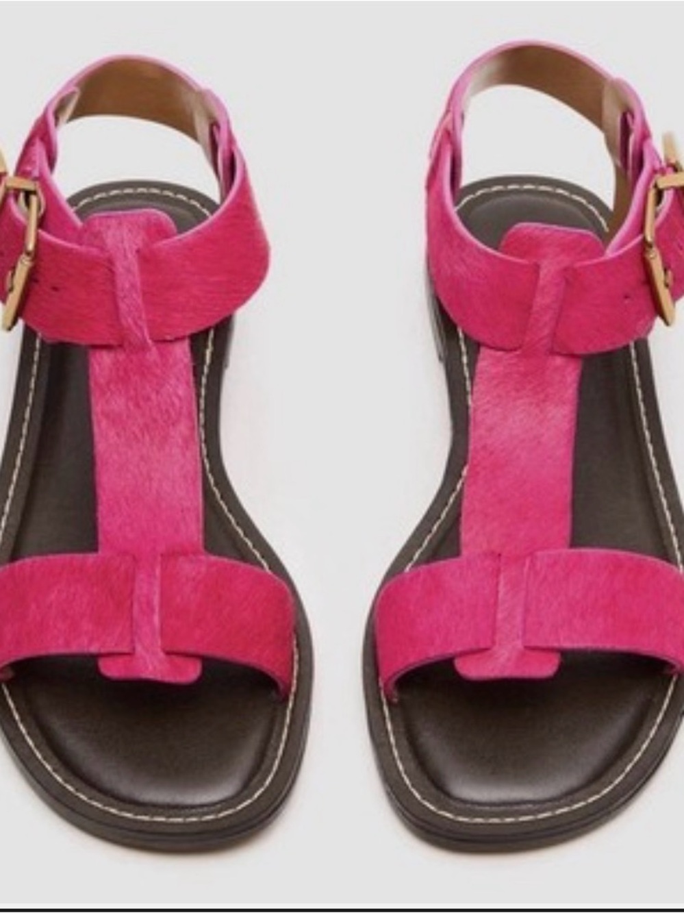 Steve Madden Hot Pink T-Strap Leather Sandals